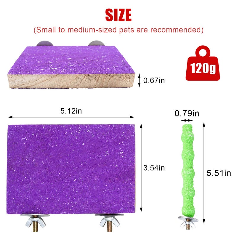Bac-kitchen 7 Pcs Bird Perch Stand Toy, Wood Parrot Stand Platform Colorful Sand Paw Grinding Stick Cage Accessories Exercise Toys for Cockatiel Conure Budgies Parakeet Lovebird Hamster Gerbil Rat Mouse (7 Pcs) - Image 5